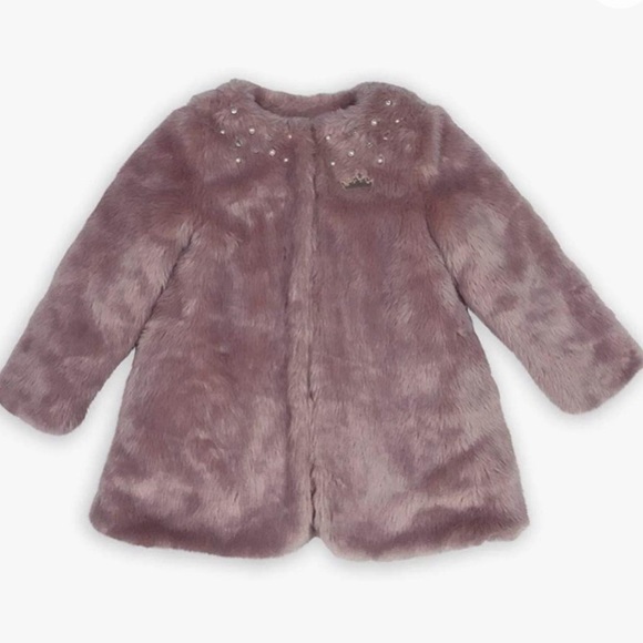 NEW DISNEY PRINCESS GIRL’S HOLIDAY FUR COAT JACKET BOLERO BLUSH BABY PINK BARBIE - Picture 3 of 15